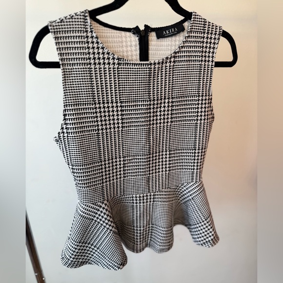 AKIRA Black and White Plaid Peplum Tank Top - Picture 4 of 4
